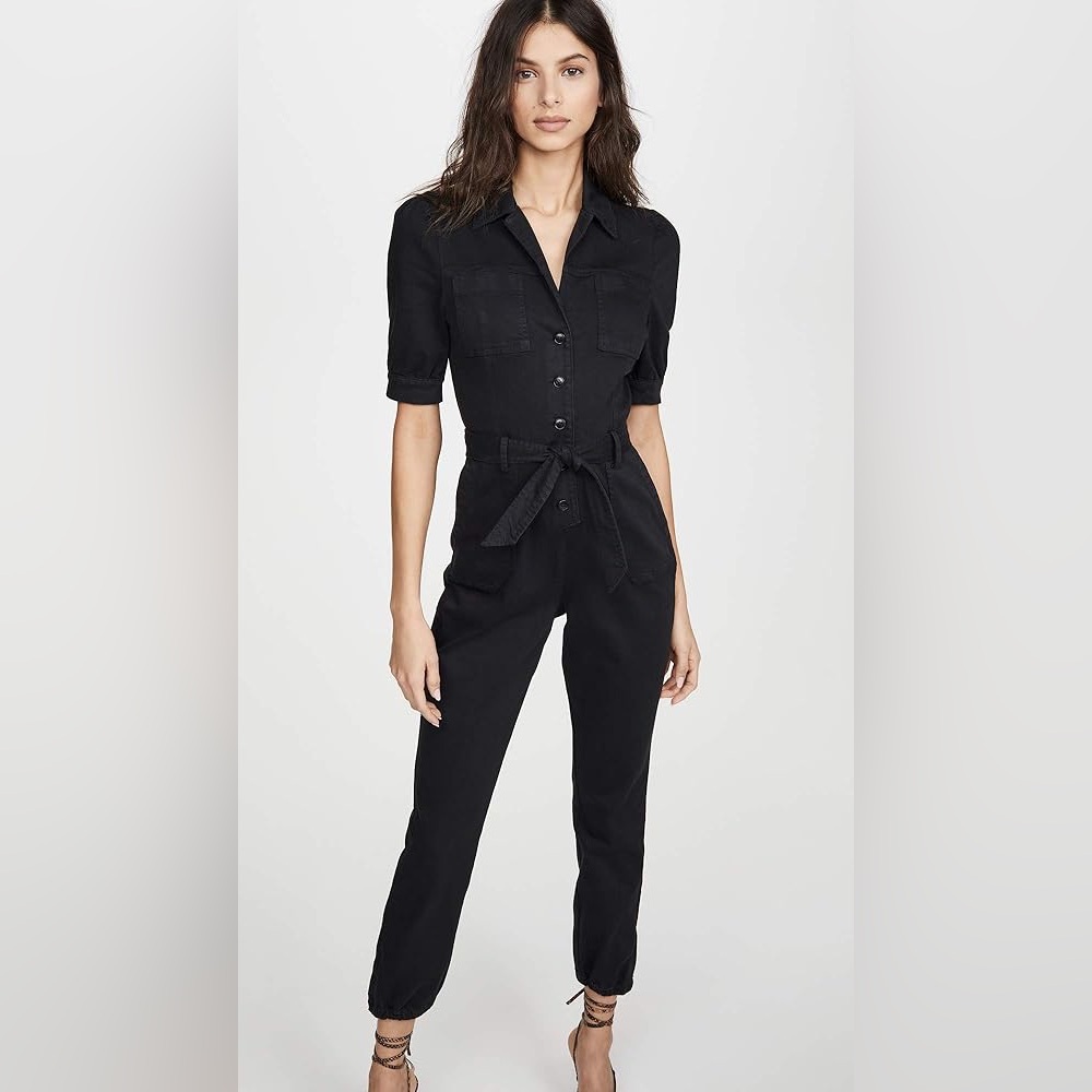 Paige || Mayslie Black Denim Jumpsuit Size 8